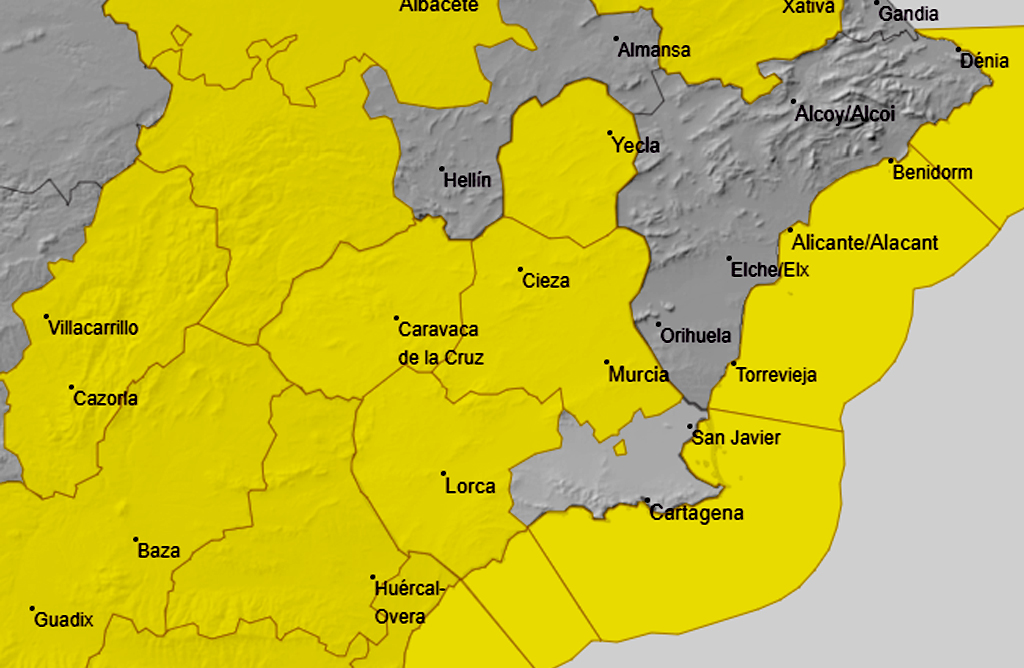 El Valle del Guadalentín, en alerta amarilla por vientos que pueden alcanzar hasta los 80 km/hora